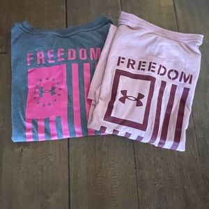 LNC Women’s under armor tees. Pink and grey